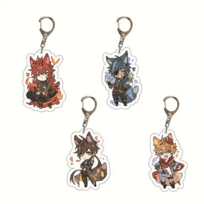 Genshin Impact Diluc Childe Zhongli Kaeya Arcylic Keychain Key Ring Race Straps - Image 1 of 4