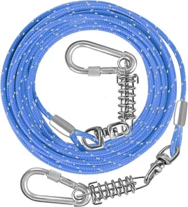 Dog Tie Out Cable: 10 Ft Dog Lead for Yard - Heavy Duty Chain Leash outside - Picture 1 of 9