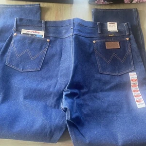 NEW Vintage Wrangler Jeans 44x32 Rigid Cowboy Cut USA Pro Rodeo Stiff USA NOS - Picture 1 of 15