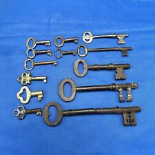 13 Vintage Antique Skeleton Keys, Open & Hollow Barrel Cabinet Door Keys lot