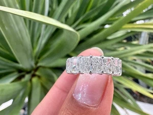 5 Carat Diamond Eternity Band Radiant Lab Grown Diamond Ring 14 KT White Gold - Picture 1 of 11