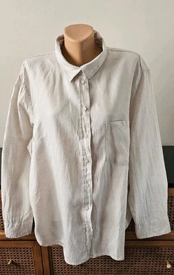 H&M LIGHT BEIGE 100% LINEN OVERSIZED SHIRT SIZE XL - Image 1 of 4