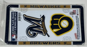 Milwaukee Brewers Plastic License Plate Frame w/ Bonus Decals WinCraft MLB - NEW - Picture 1 of 6
