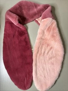 Halogen Atlantic Pacific Scarf Women 70" Pink Fur Color Block Soft Retro Luxury - Picture 1 of 4