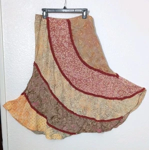 Santiki Skirt Woman’s Size Medium Boho Patchwork Side Zip - Picture 1 of 17