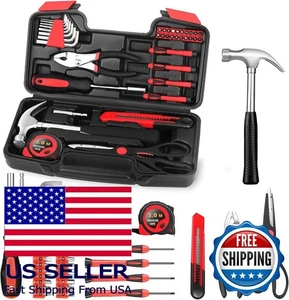 39-Piece Tool Set with Toolbox - Essential Hand Tools for Home, Office, Repairs - Picture 1 of 8
