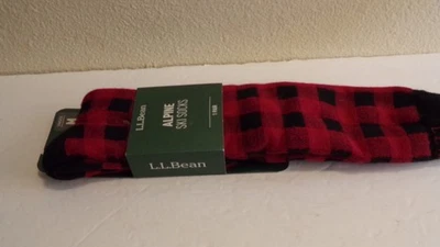 LL Bean Alpine Ski Socks Unisex Adult 6-10 New Plaid 30% Wool Size Medium - Image 1 of 4