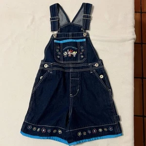 Vintage PowerPuff Girls Denim Overalls Shorts Cartoon Network Size 6 / 6X - Picture 1 of 6