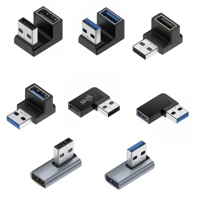 USB 3.0 Adapter 90 Degree Right Angle Male to Female Coupler Connector FOR PC - Image 1 of 4