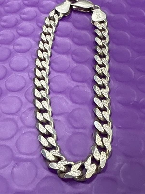 ❤️ Solid 925 Sterling Silver Miami Cuban Link Hip Hop Bracelet 7 1/2” x 7 mm - Image 1 of 4
