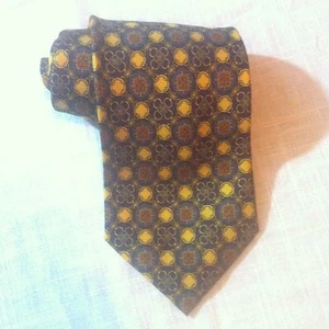 DUCA D'ESTE Italian Silk Necktie MADE IN ITALY Golden Yellow Blue Deco Luxury - Picture 1 of 9