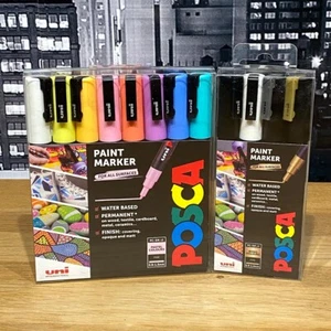 🟢 Uni Posca Paint Markers Art Fine Tip Pastel & Mono Colours PC-3M (Set of 2) - Picture 1 of 20