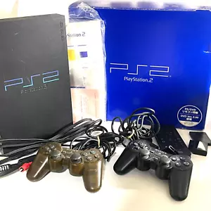 PS2 SCPH-18000 Console Black NTSC-J Japan w/Box adapter Controller cable memory - Picture 1 of 12