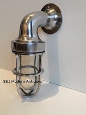 Industrial Bulkhead Wall Light Vintage Antique Retro Cage Ship Lamp Aluminium