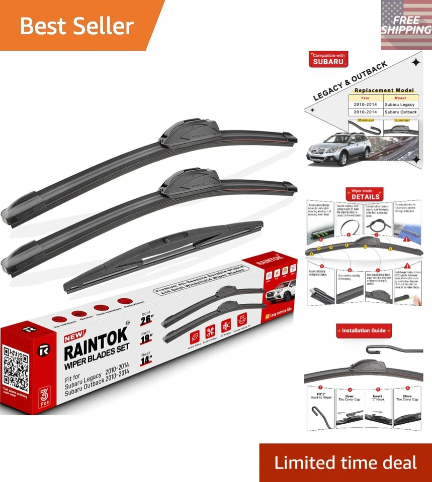 Windshield Wiper Blade Set for Subaru Legacy/Outback 2010-2014 - 3 Sizes Foto 1 de 4