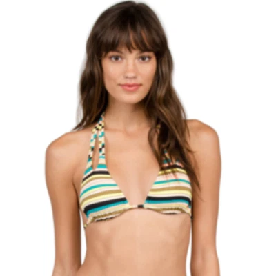 Volcom соленый воздух треугольник вырез бикини верхний женщин средний с бретелью через шею съемные подушечки новый - Изображение 1 из 4