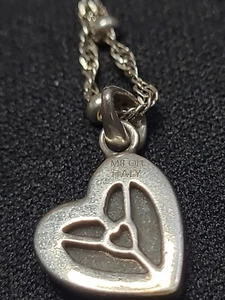 ITALIA ESTERLINA, corazón druso en .925, cadena de plata estacionada 16" - Imagen 1 de 8