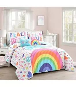 ๐ฆ LUSH DECOR UNICORN RAINBOW QUILT SET - TWIN SIZE - MAGICAL BEDDING! ๐ - Picture 1 of 4