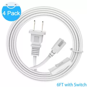 4 PCS 6FT US plug Power Cord Cables for 8' T8 LED Tube Light Fixture With Switch - Picture 1 of 10