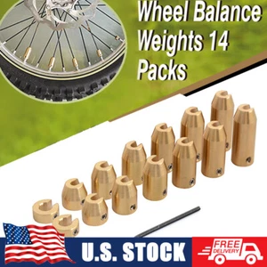 8/12/14 Pack Universal Motorcycle Brass Wheel Tire Spoke Balancing Weights Set - Picture 1 of 13