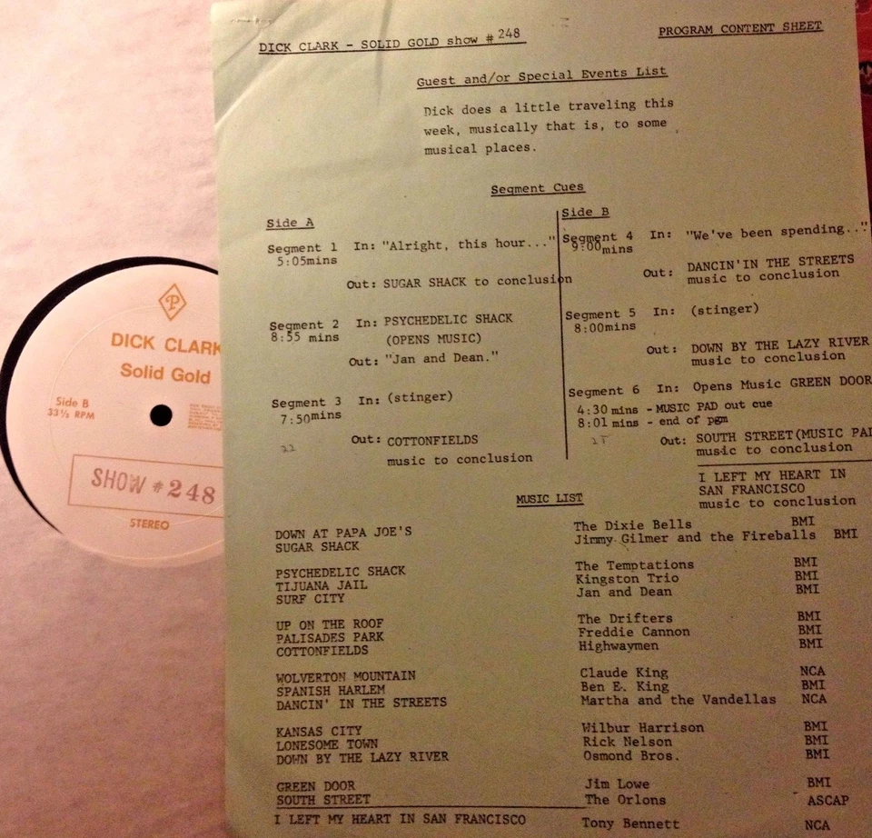 Radio Show: DICK CLARK GOLD 248 TRAVELIN! FREDDY CANNON, DIXIE CUPS, RICK NELSON - Image 1 of 1