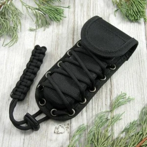 FOLDING KNIFE SHEATH Hard Molded Black Nylon Paracord Case Pouch - Fits 4.5" - Picture 1 of 11
