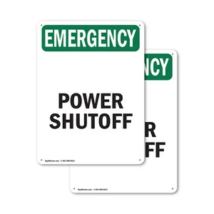 (2 Pack) Power Shutoff OSHA Emergency Sign Decal Metal Plastic - Picture 1 of 22