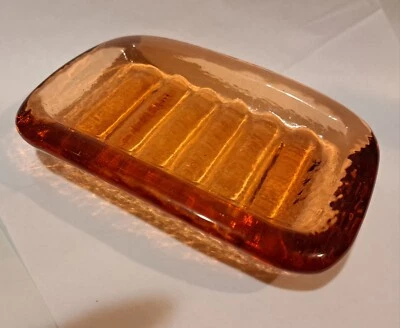 Bandeja de saboneteira de cobre/citrinos fogo e luz vidro arte reciclado linda laranja - Imagem 1 de 4