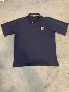 NOTRE DAME Polo style 2 button collar shirt - navy blue - Columbia brand - Picture 1 of 6