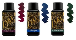 Penna stilografica Diamine Writers Blood Midnight blu verde nero 30 ml inchiostro - Foto 1 di 4