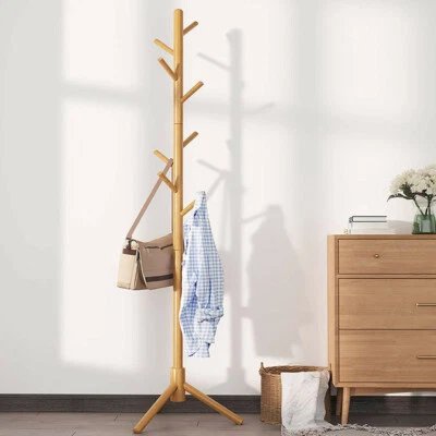 Garderobenständer Kleiderständer Standgarderobe Garderobe mit 8 Haken Holz 175CM - Bild 1 von 4