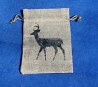 Small Burlap Gift Bag With A Deer/Buck Stencil on The Front - brand new