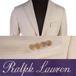 Ralph Lauren Purple Label Blazer Mens 44L Beige Cotton Corduroy Suit Jacket Coat