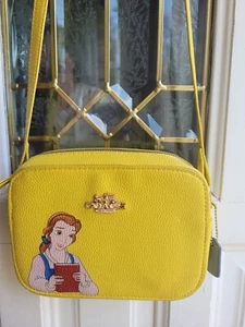 Coach Disney X Camera Shoulder Bag Yellow Princess Belle Beaty and The Beast - Picture 1 of 9