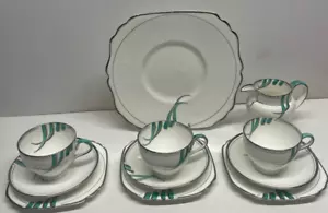 3er Set antike Collingwoods Bone China Tassen, Untertassen mit Kuchenteller - Bild 1 von 16