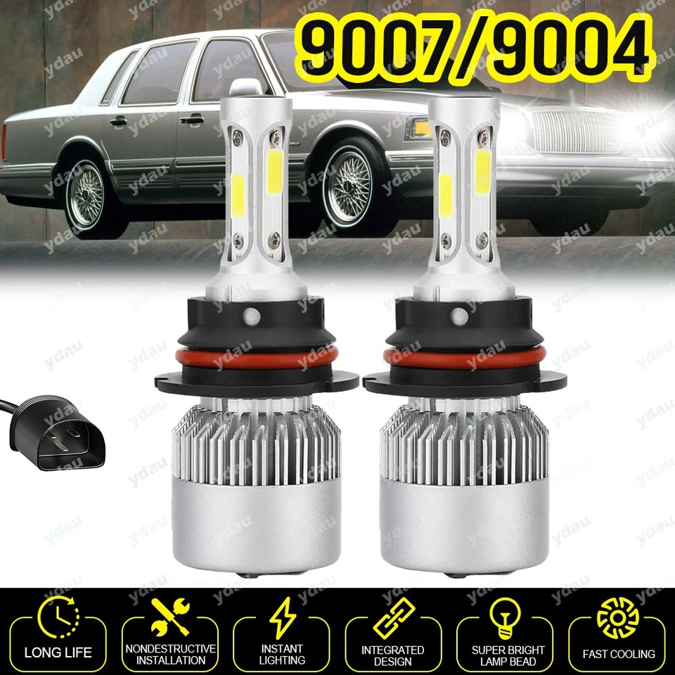 Faros LED 9004 bombillas de haz alto/bajo para Lincoln Town Car 1990-1994 6000K 2 piezas Foto 1 de 4