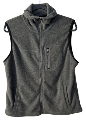 Chaps Vest Mens Large Gray Sport Knit Fleece Full Zip Sleeveless Zip Pockets - Image 1 of 4