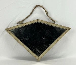 Antique Primitive Rustic French Unique Shape Painted Wood Wall Mirror - Picture 1 of 24