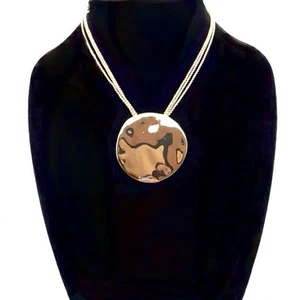 New Vera Bradley Large Gold Textured Coin Necklace with Triple Layer Chain - Picture 1 of 5