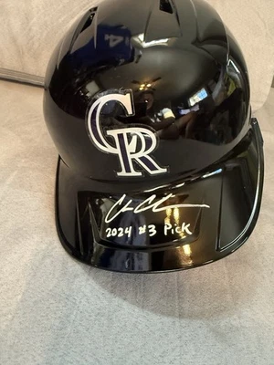 CHARLIE CONDON SIGNED COLORADO ROCKIES FULL SIZE BATTING HELMET W/ 2024 #3 PICK - Image 1 of 4