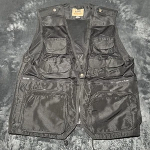 Humvee Utility Cargo Vest Mens Large Black Full-Zip Sleeveless Outdoor Fishing - Picture 1 of 6