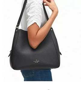 Kate Spade Leila Medium Triple Compartment Shoulder Bag Handbag Purse Black - Picture 1 of 20