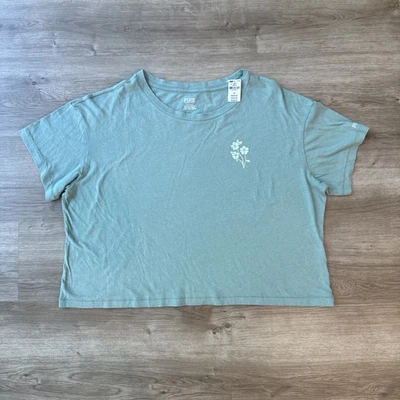 Top corto Victoria’s Secret ROSA para mujer L verde salvia gráfico floral nuevo con etiquetas Foto 1 de 4