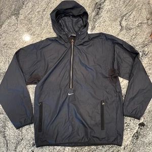 Vintage Nike Jacke Herren Large schwarz Half Zip Hoodie 90s Retro Swoosh Logo belüftet - Bild 1 von 11