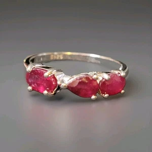 Natural Red Ruby Gemstone 925 Silver Jewelry  Ring Size 9 0266 - Picture 1 of 6