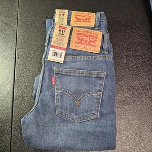 NWT Levi’s 511 Slim Fit Performance Blue Denim Jeans Adjustable Waist Sizes 8-16 - Picture 1 of 15