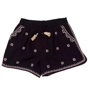 THML neu mit Etikett $ 49 Größe Large schwarz Boho Western Quaste Blumen bestickt Shorts - Bild 1 von 6