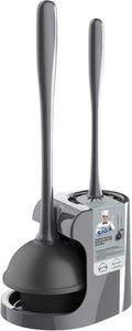 Toilet Plunger and Bowl Brush Combo for Bathroom Cleaning, Plastic Gray, 1 Set - Picture 1 of 12