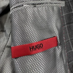 HUGO BOSS Hombre Gris Cuadros 100% LANA ABRIGO DEPORTIVO TRAJE CHAQUETA BLAZER AJUSTE CEÑIDO 40 L - Imagen 1 de 10