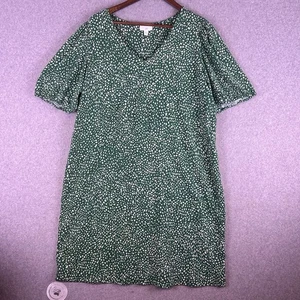 J.Jill Kleid Damen Large grün weiß Jersey Modal gepunktet V-Ausschnitt bequem Freizeit - Bild 1 von 11